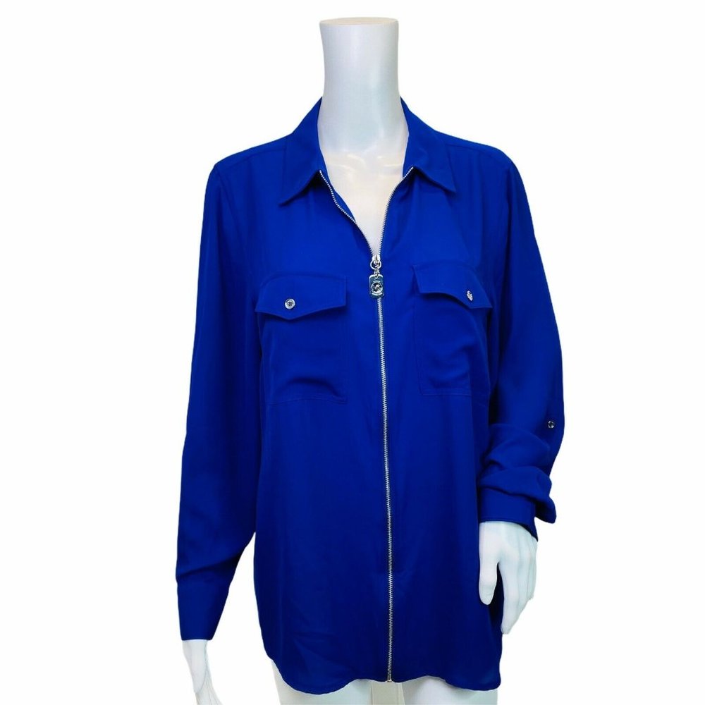 MICHAEL Michael Kors Size 12 Top Blue Exposed Zip